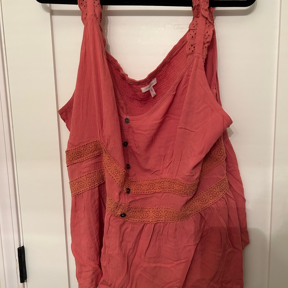 Maurices Coral Button-Accent Top